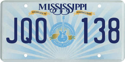 MS license plate JQO138