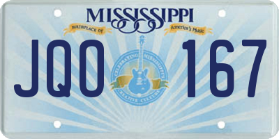 MS license plate JQO167