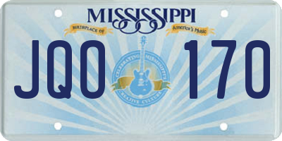 MS license plate JQO170