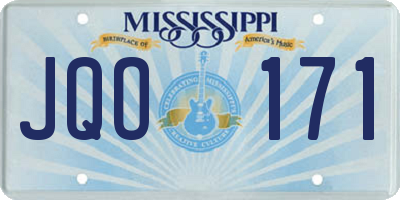 MS license plate JQO171