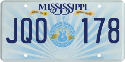 MS license plate JQO178