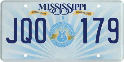 MS license plate JQO179
