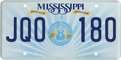 MS license plate JQO180