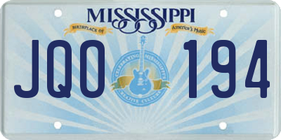 MS license plate JQO194