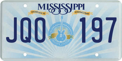 MS license plate JQO197