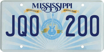 MS license plate JQO200