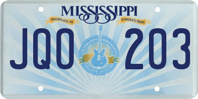 MS license plate JQO203