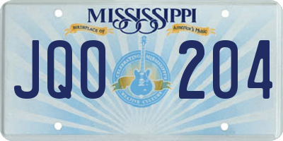 MS license plate JQO204