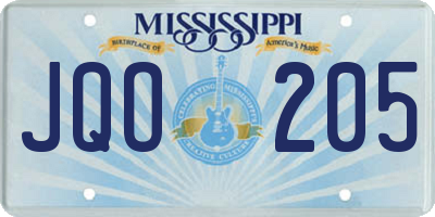 MS license plate JQO205