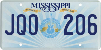 MS license plate JQO206