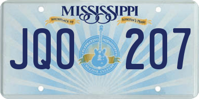 MS license plate JQO207