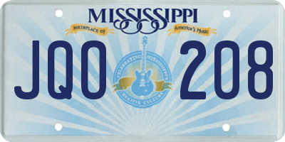 MS license plate JQO208