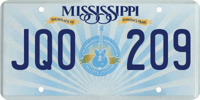 MS license plate JQO209