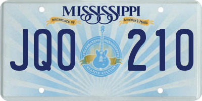 MS license plate JQO210