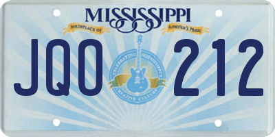 MS license plate JQO212