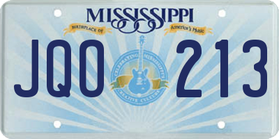 MS license plate JQO213