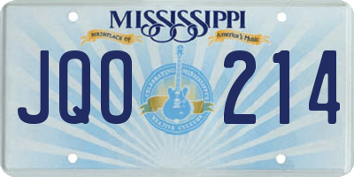 MS license plate JQO214