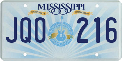 MS license plate JQO216