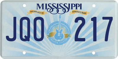 MS license plate JQO217