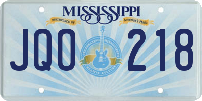 MS license plate JQO218