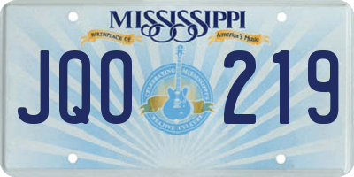 MS license plate JQO219