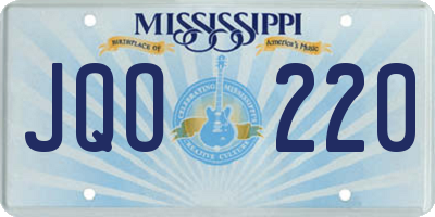 MS license plate JQO220
