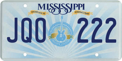 MS license plate JQO222