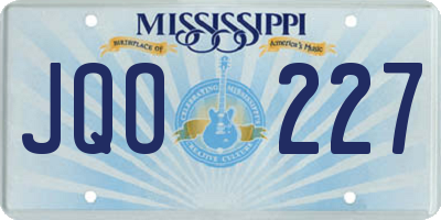 MS license plate JQO227