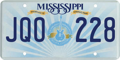 MS license plate JQO228