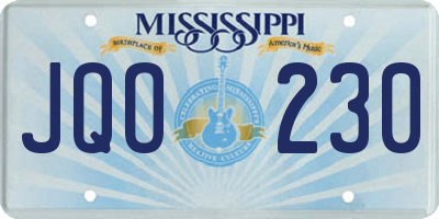 MS license plate JQO230