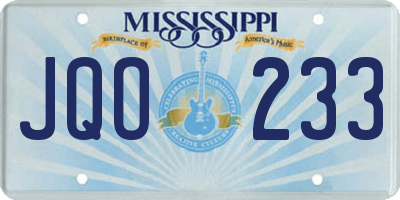 MS license plate JQO233