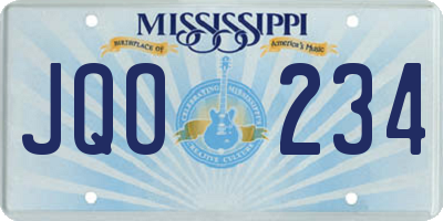 MS license plate JQO234