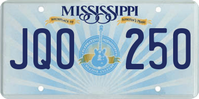 MS license plate JQO250