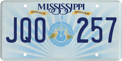 MS license plate JQO257