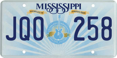 MS license plate JQO258