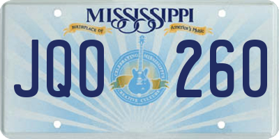 MS license plate JQO260