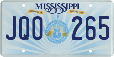 MS license plate JQO265