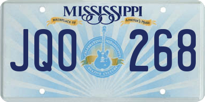 MS license plate JQO268