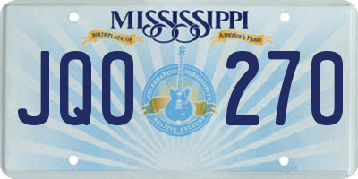 MS license plate JQO270