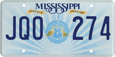 MS license plate JQO274