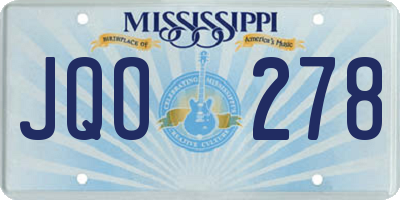 MS license plate JQO278