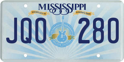 MS license plate JQO280