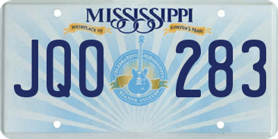 MS license plate JQO283