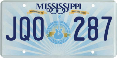 MS license plate JQO287