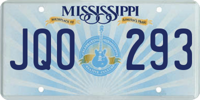 MS license plate JQO293