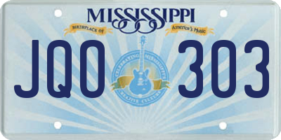 MS license plate JQO303