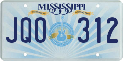 MS license plate JQO312