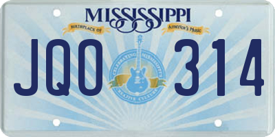 MS license plate JQO314