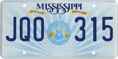 MS license plate JQO315