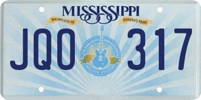MS license plate JQO317